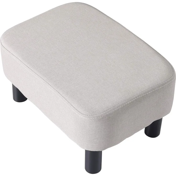 YMYNY Rechteckiger Fußhocker Sitzhocker, 42 x 29 x 23 cm, Polsterhocker Hocker Bank Sitzbank, Sitzhocker aus Baumwolltuch, Gepolstert, Holzbeine, Fußbank für's Wohnzimmer, Hellgrau,HD-HRF-BD213