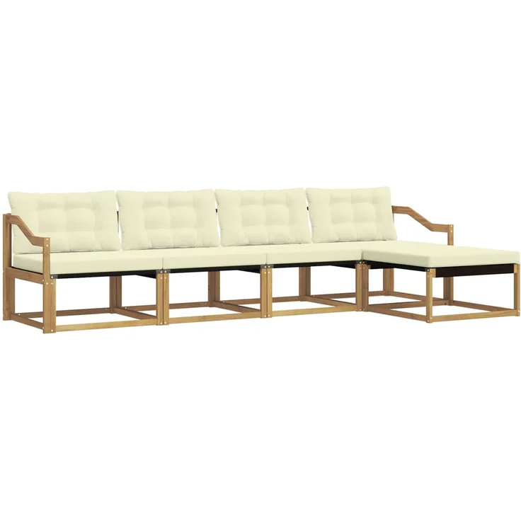 vidaXL Outdoor-Sofagarnitur 5 stk. 5-Sitzer Weiß und Creme 3388596 – Bild 2