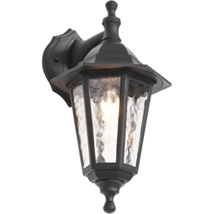Qazqa Außen-Wandleuchte New haven hammered, ohne Leuchtmittel, E27, Schwarz, Klassisch / Antik, Kunststoff, 1-flammig – Bild 1