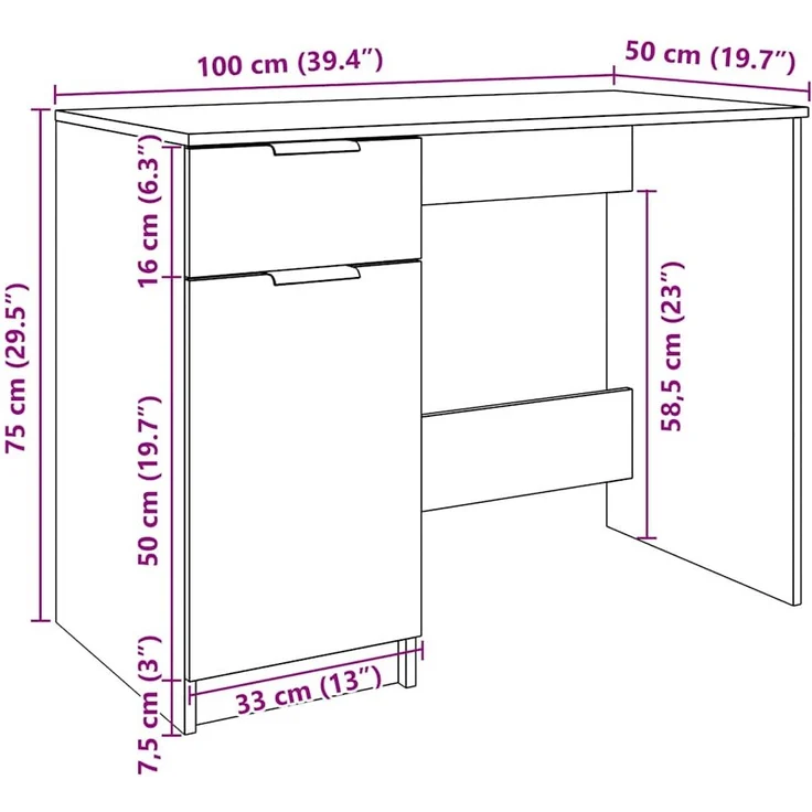 vidaXL Schreibtisch Altholz-Optik 100x50x75 cm Holzwerkstoff 856995 – Bild 10