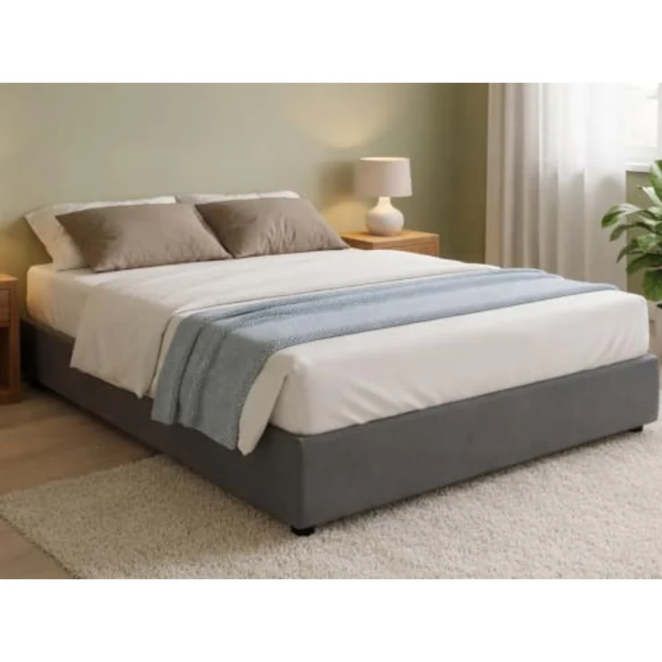Talamo Italia - Maria Doppelbett, Bettkasten mit Stoffbezug, 100 % Made in Italy, Öffnung vorne, geeignet für 160 x 200 cm Matratze, Grau – Bild 6
