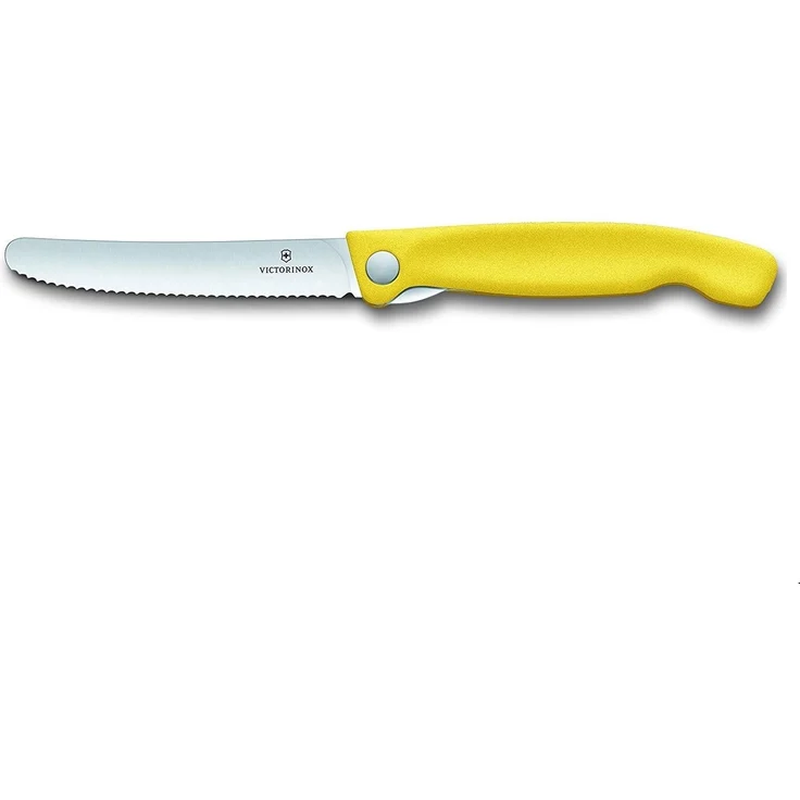 Victorinox Swiss Classic faltbares Gemüsemesser Wellenschliff (11 cm), Gelb – Bild 3