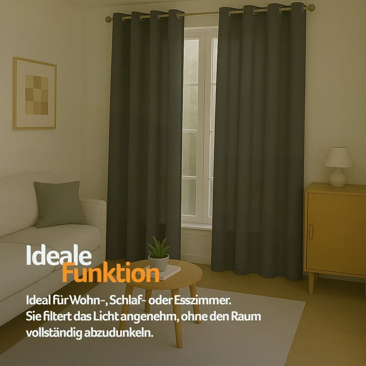 Gardine mit Ösen *** x *** cm ( Breite x Länge ) in ***, blickdichter Vorhang, Ösenvorhang in vielen Variationen 140x245 cm Anthrazit – Bild 7