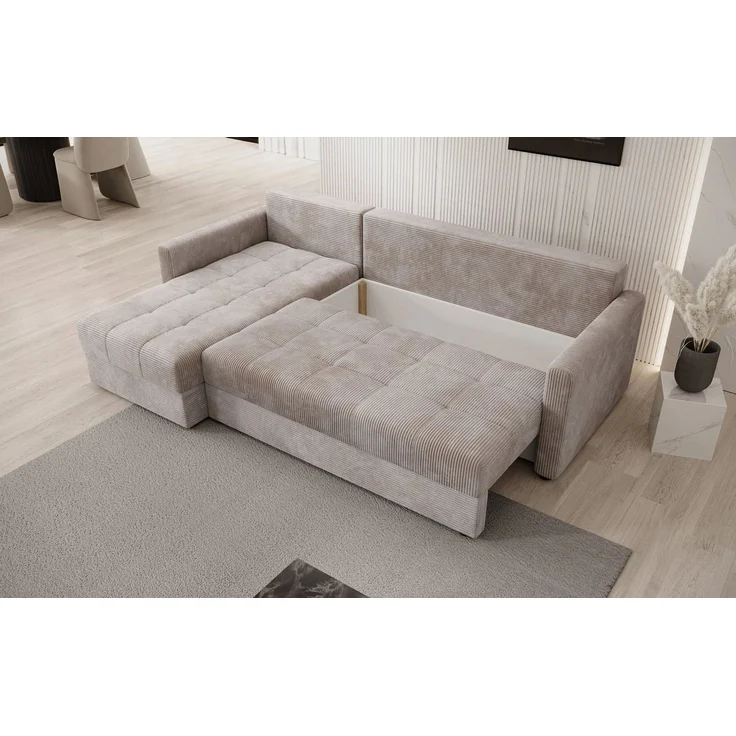 Luxusbetten24 Schlafsofa Designer Sofa Roma in Cord, mit Stauraum und Schlaffunktion – Bild 3