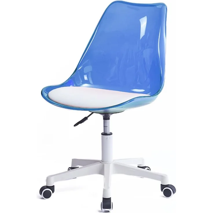 Shally Dogan Schreibtischstuhl mit 5 drehbaren Rollen, transparente Rückenlehne aus Polypropylen, ergonomischer Sessel mit gepolsterter Sitzfläche mit hoher Dichte, ideal für Schlafzimmer, Büro