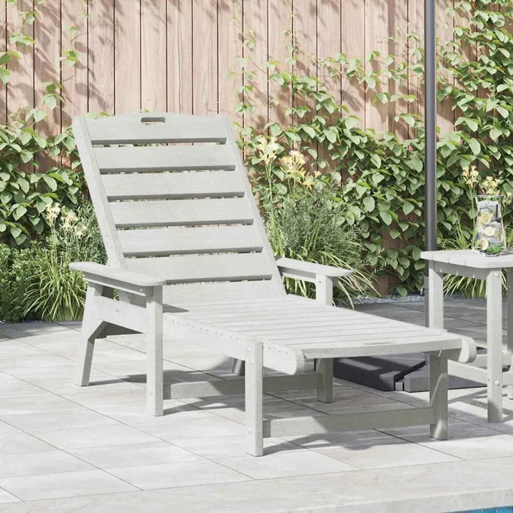 Sonnenliege, Gartenliege, Relaxliege Weiß 195,5 x 53 x 98,5 cm HDPE