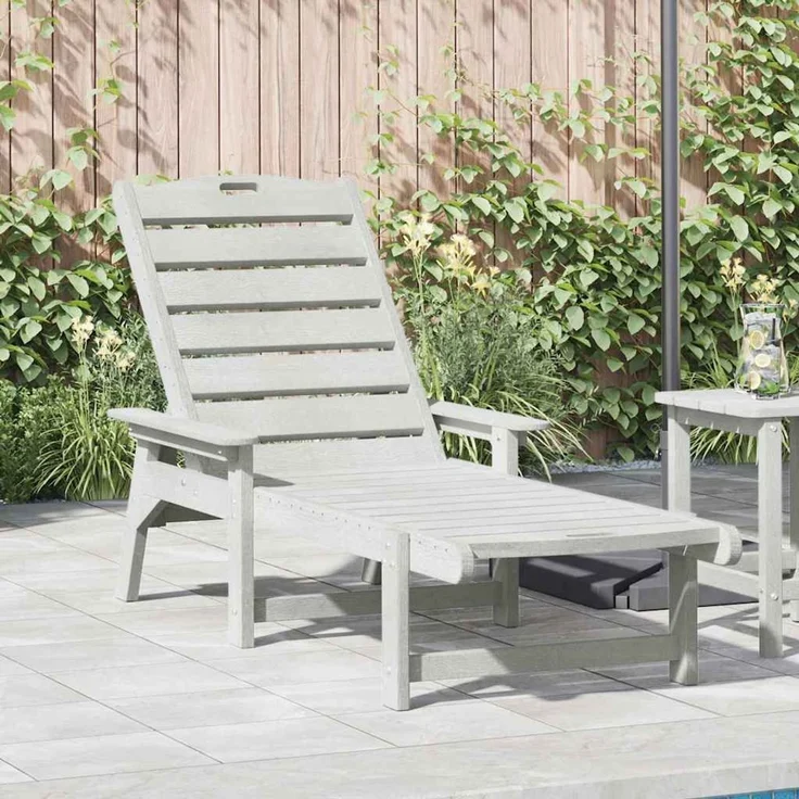 Sonnenliege, Gartenliege, Relaxliege Weiß 195,5 x 53 x 98,5 cm HDPE – Bild 1