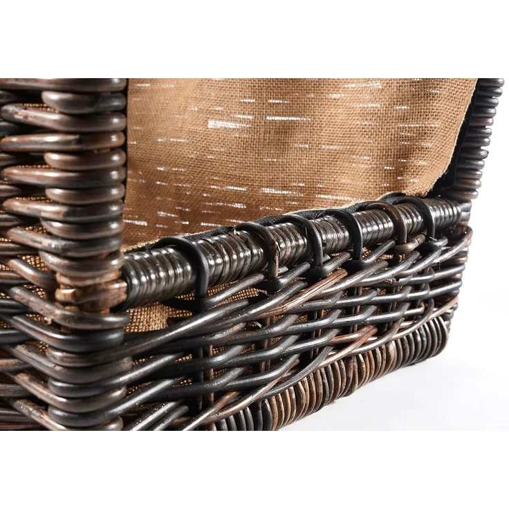 Kobolo Kaminholzkorb Holztrage krabu Rattan - abnehmbarer brauner Stoff – Bild 5