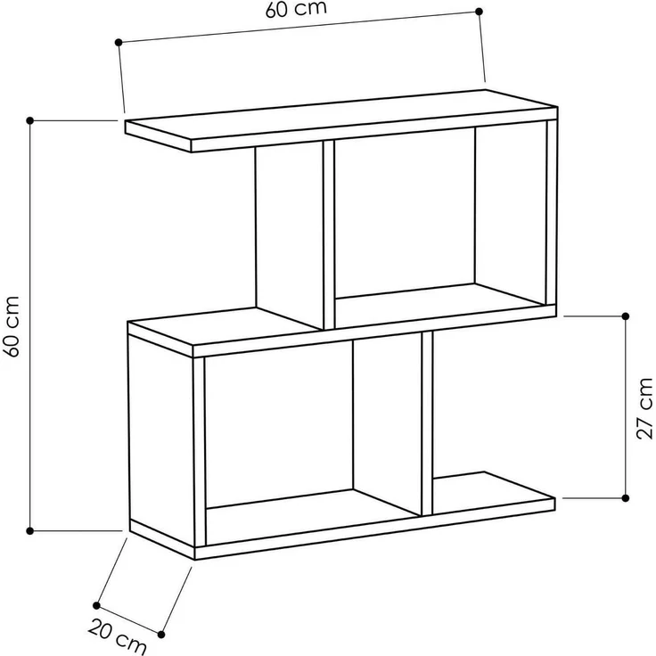 Dmora - Wohnzimmertisch Polyh, Niedriger Wohnzimmertisch, Kaffeeregal, Couchtisch für Sofa, 60x20h60 cm, Anthrazit – Bild 4