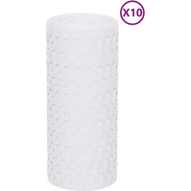 vidaXL Balkon-Sichtschutze 10 Stk. Weiß 255x19 cm Poly Rattan 156313 – Bild 2