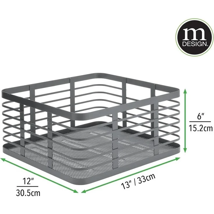 mDesign Allzweckkorb Gitterbox Drahtkorb Aufbewahrung 3er Set Metall Dunkelgrau – Bild 2