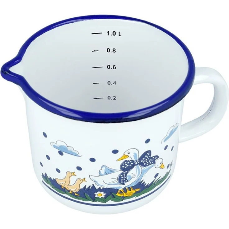 EUROHOME Milchtopf im Landhauslook Milchtopf emailliert mit Messskala 1l, Emaille (1-tlg, Milchtopf Ø12 cm), Milchtopf mit Ausgießer - Milchtopf Induktion – Bild 3