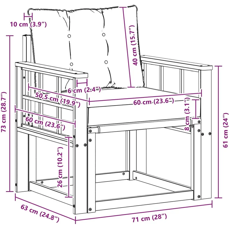 vidaXL 2 Stück Outdoor-Sofagarnitur Massives Akazienholz und Textilene 3436304 – Bild 8