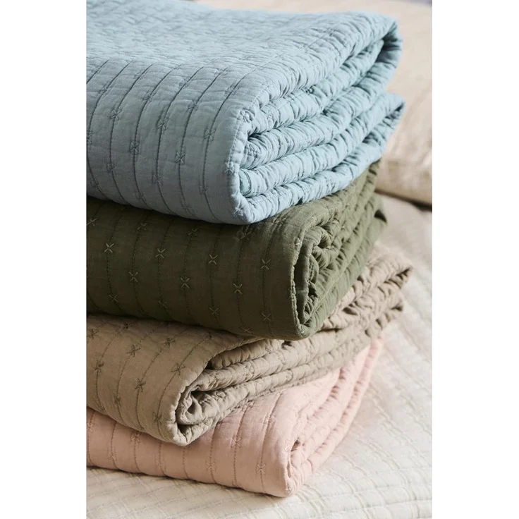 Ib Laursen - Decke Quilt Tagesdecke Überwurf 180x130cm Blau Kreuzstiche 07961-13 – Bild 2