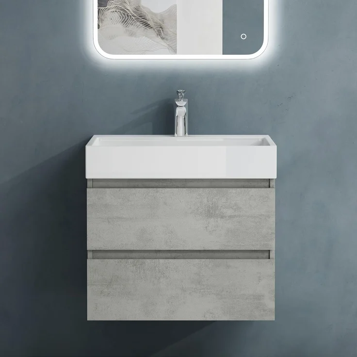 doporro Badmöbel-Set Badmöbel-set Verona Waschbecken-Unterschrank Wandmontage – Bild 1