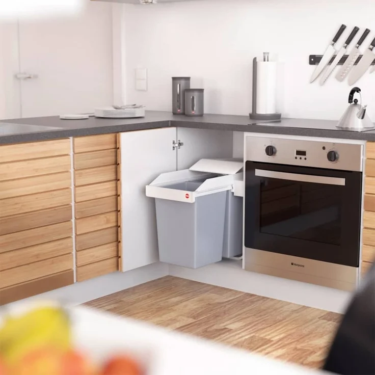 Hailo Schrank-Mülleimer Multi-Box Duo 2×14 L Cremeweiß Größe L 3659-001 415438 – Bild 6