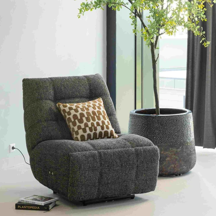 Ruhesessel Hein, hochwertiger Webstoff mit Motor-Relaxfunktion, modern, anthrazit/braun melange – Bild 2