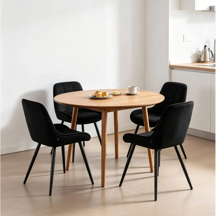Essstuhl-Set 4er 52,5x43x81,5 cm aus Samt mit Metallgestell und gepolstertem Sitz – Bild 2