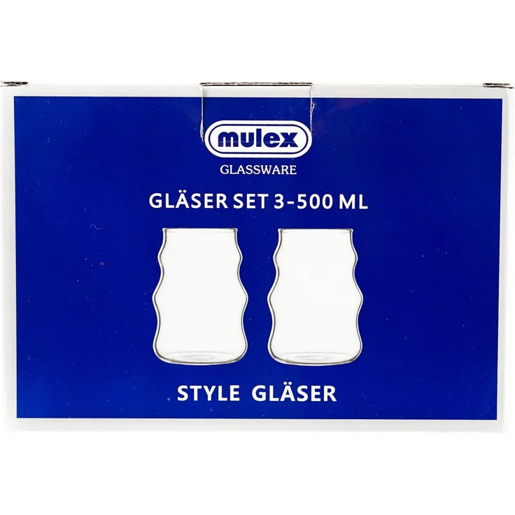 Mulex 2-Teilig Glas Wave Style Gläser Getränkebecher Cocktail- 500 ml – Bild 5