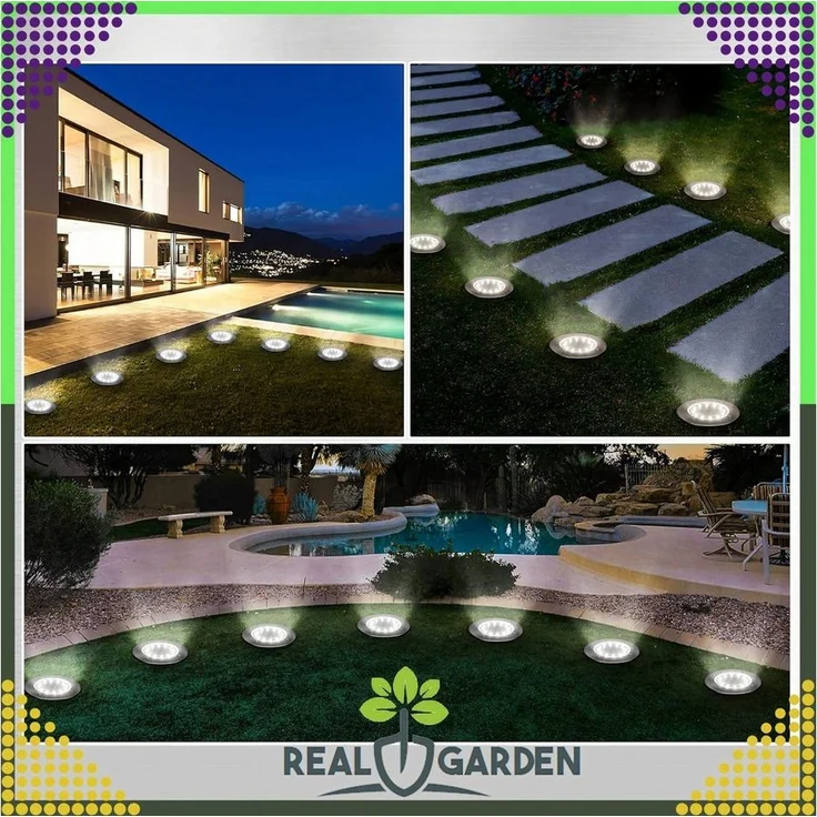 LA CUTE LED Solarleuchte 4x Solar LED Bodenleuchten mit Dämmerungssensor für Außen, 8 integrierte LEDs pro Lampe, solarbetrieben, Wetterfeste Solar-Bodenleuchten mit Dämmerungssensor – Bild 2