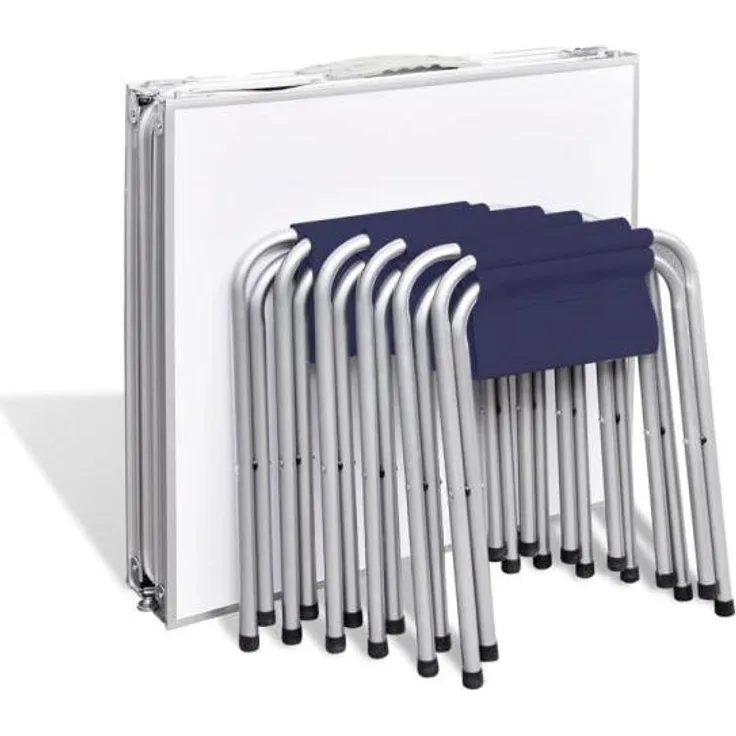 vidaXL Klappbarer Campingtisch mit 4 Hocker Höhenverstellbar 180x60 cm 41329