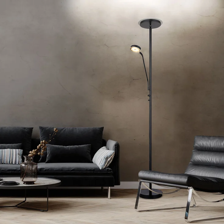 LED Stehleuchte, schwarz, dimmer, Flexo verstellbar, H 180 cm – Bild 3