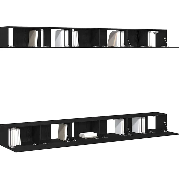 vidaXL TV-Schrankset Wandmontiert Schwarz Eichen-Optik Holzwerkstoff 3333059 – Bild 2