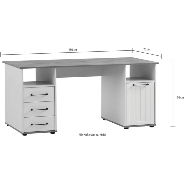 Schildmeyer Schreibtisch Jelda, in Landhausoptik, Holzdekor mit fühlbarer Struktur, Breite 150 cm – Bild 3
