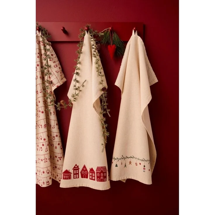 Ib Laursen Geschirrtuch Ib Laursen Geschirrtuch Sally Häuser Rot (50x70cm) – Bild 3