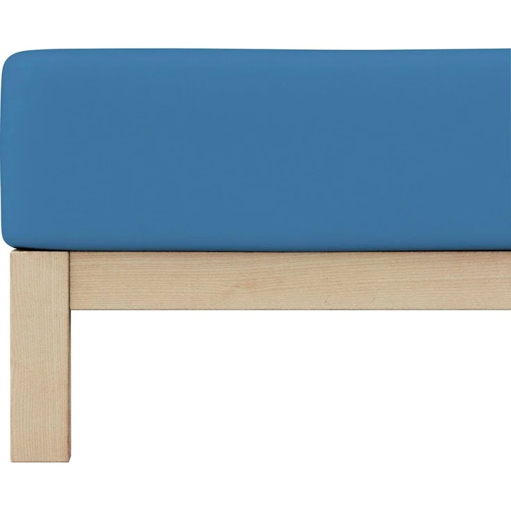 Schlafgut 'Pure' Spannbettlaken, Gummizug: rundum, für Matratzen bis 30cm Höhe, Bio-Baumwolle mit Elasthan, Blue Mid, S 90x190 cm - 100x220 cm – Bild 4