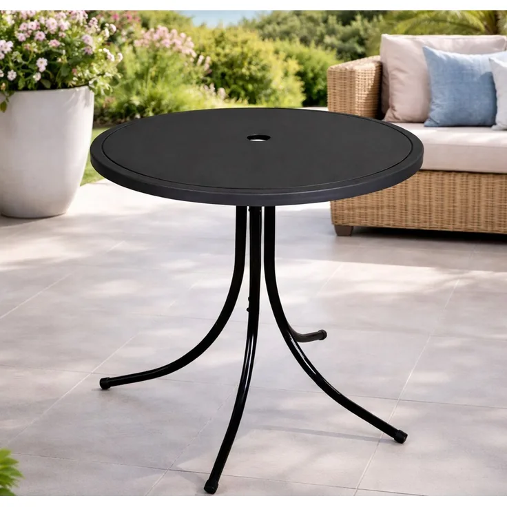 Runder Gartentisch Campingtisch Outdoortisch Kindertisch Ø50cm Schwarz