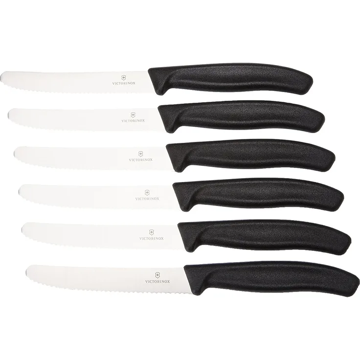 Victorinox Tafelmessergeschenkset Swissclassic Rund Küchenbesteck, Schwarz, STANDARD