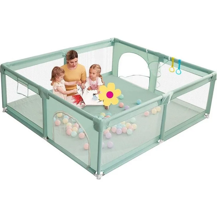 Comomy Laufgitter, Baby Krabbelgitter Kinder Schutzgitter mit Kugeln 180x150x66cm