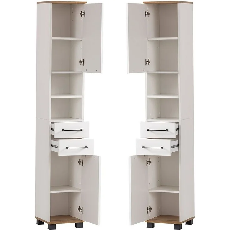 Lomadox Badmöbel-Set JAUSA-80, (Spar-Set, 3-St), Badmöbel im Landhaus-Stil, grau mit Eiche Nb. – Bild 3