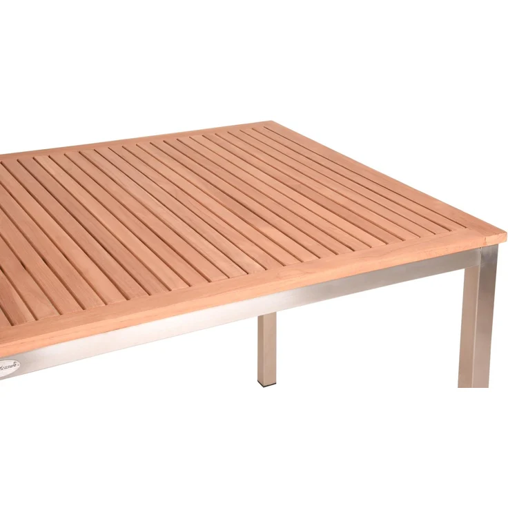 Gartentisch ELSA - Teak, Silber , 180x90x75cm | Terrassentisch Wetterfest Outdoor Tisch – Bild 3