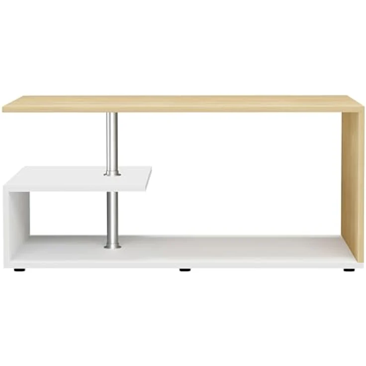 MID.YOU Couchtisch Maliso, Weiß und Honigeiche, rechteckig mit Stauraum, 53x42x91 cm – Bild 4