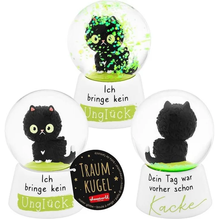 Traumkugel Glitzerkugel Schneekugel Geschenk Sheepworld KATZE 74844