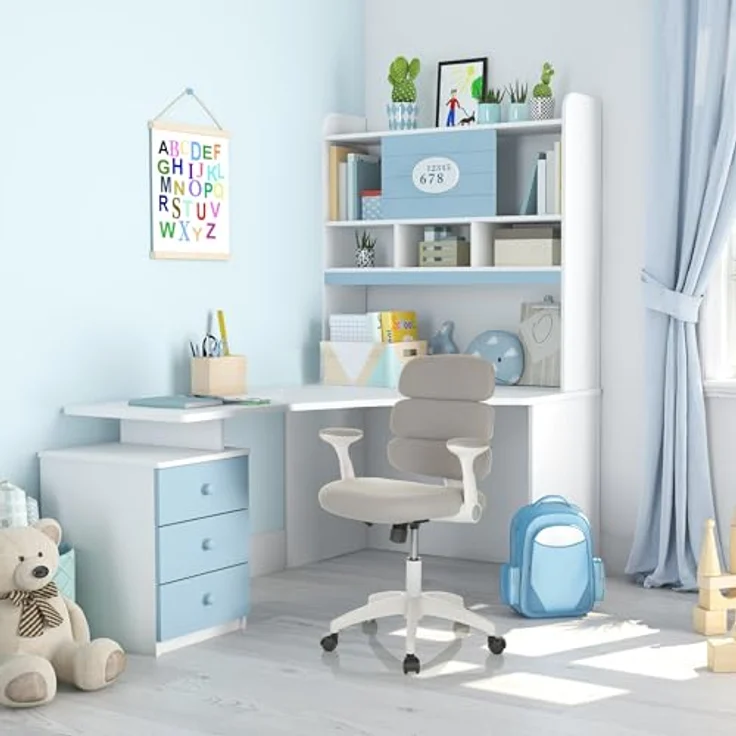 hjh OFFICE Kinderdrehstuhl Kid ERGOLINO W Kinderstuhl mit ergonomischer Rückenlehne, Grau, 736428 – Bild 3