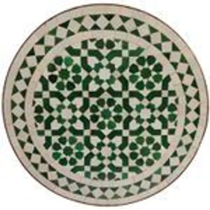 Mosaik-Beistelltisch Ø45 cm Grün Weiß glasiert