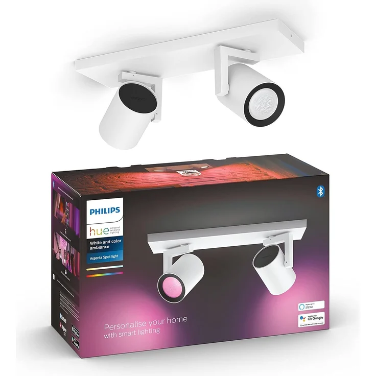 Philips Hue White&Col. Amb. Argenta Spot 2 flg. weiß 2x4.2W.