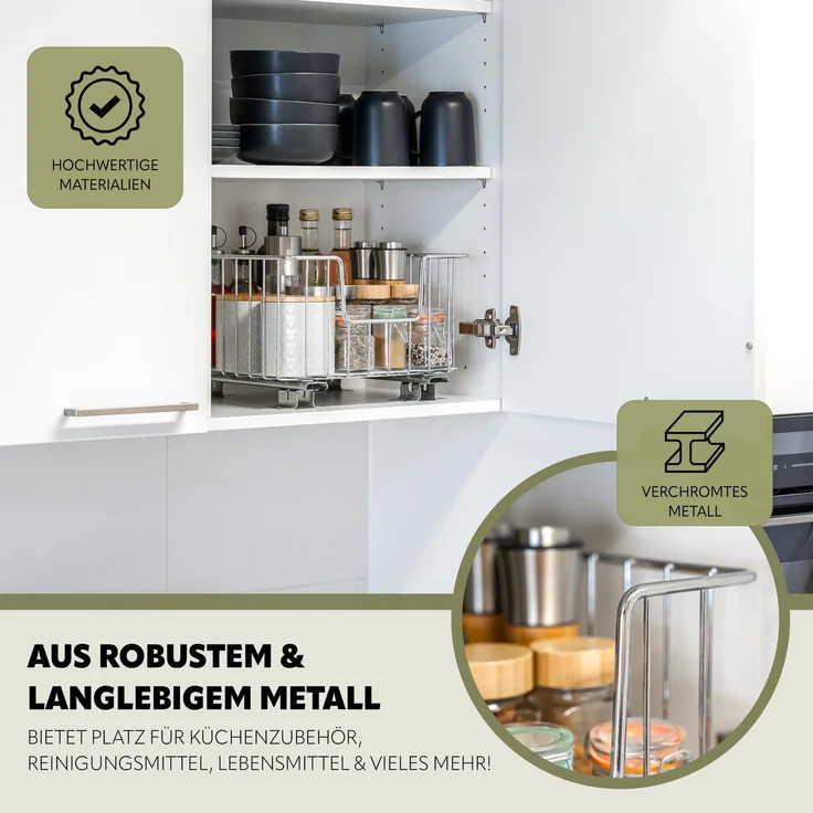 Korbauszug für Küchenoberschränke 30 cm Breite, chrom – Bild 6