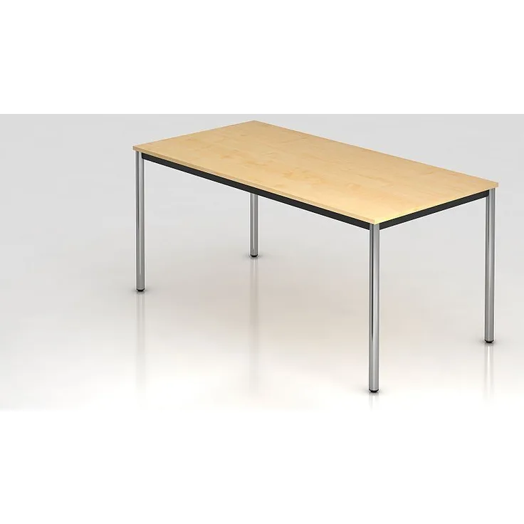 Besprechungstisch DR16 160x80cm 4-Fuß Ahorn Gestellfarbe: Chrom