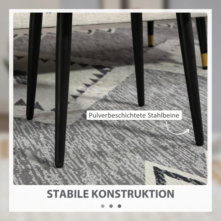 Hocker, Fußstütze, gepolsterter Sitz, Kaschmir-Optik, Stahlbeine, 42 x 42 x 44 cm, Dunkelgrau--Dunkelgrau--42x42x44cm--YOUDENOVA – Bild 8