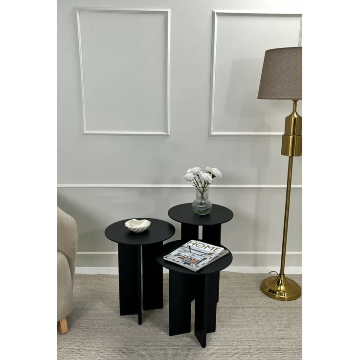 Skye Decor 'Leo (55 + 50 + 45) - Black' Couchtisch-Set, Schwarz, 40 x 55 x 40 cm – Bild 2