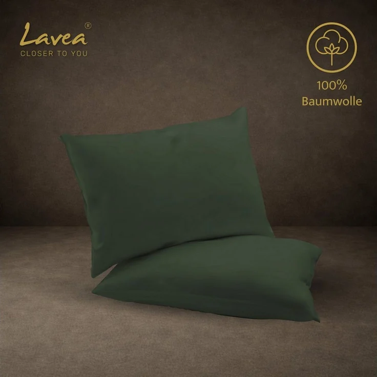 Lavea Kissenbezug 2er Set 100% Baumwolle flauschig, Jasmin, Kissenhülle, Kissenbezüge, (2 Stück), pflegeleicht, langlebige Qualität, mit Reißverschluss – Bild 3