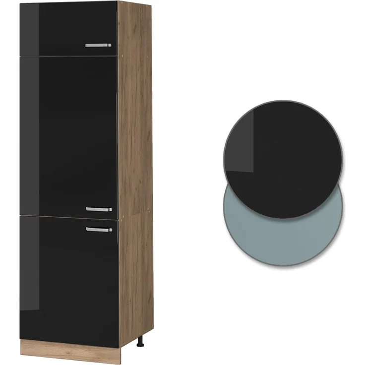 Kühlumbauschrank R-Line Schwarz Hochglanz 60 cm Vicco – Bild 6