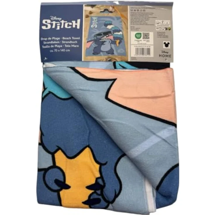 Lilo & Stitch Badetuch, Disney Lilo und Stitch Ice Cream Strandtuch 70x140cm, schnelltrocknend aus 100% Polyester, leicht und pflegeleicht – Bild 3