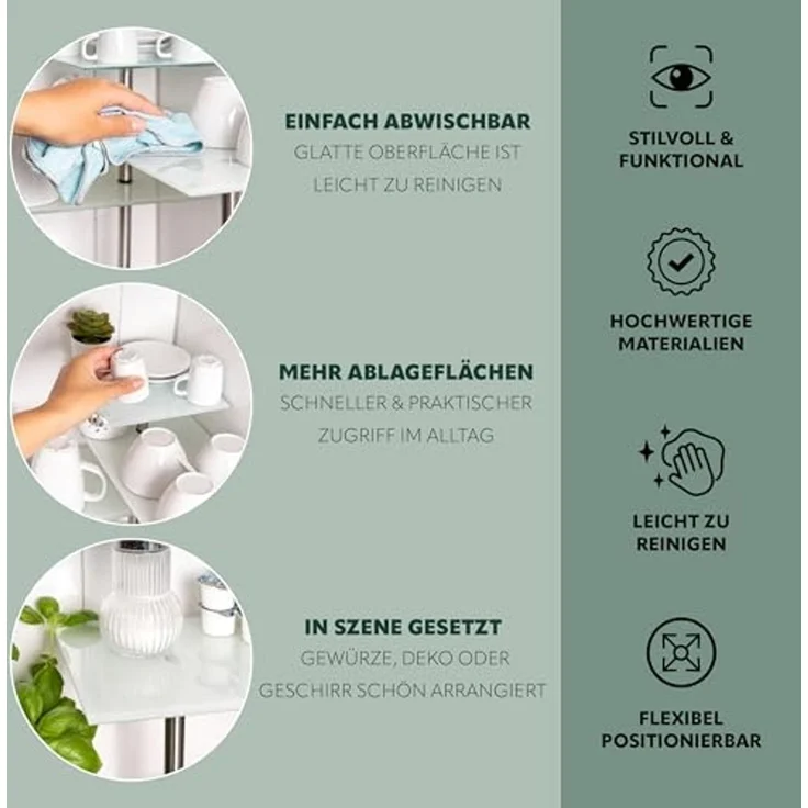 bremermann Küchenregal Eckregal, aus Glas und rostfreiem Edelstahl – Bild 4