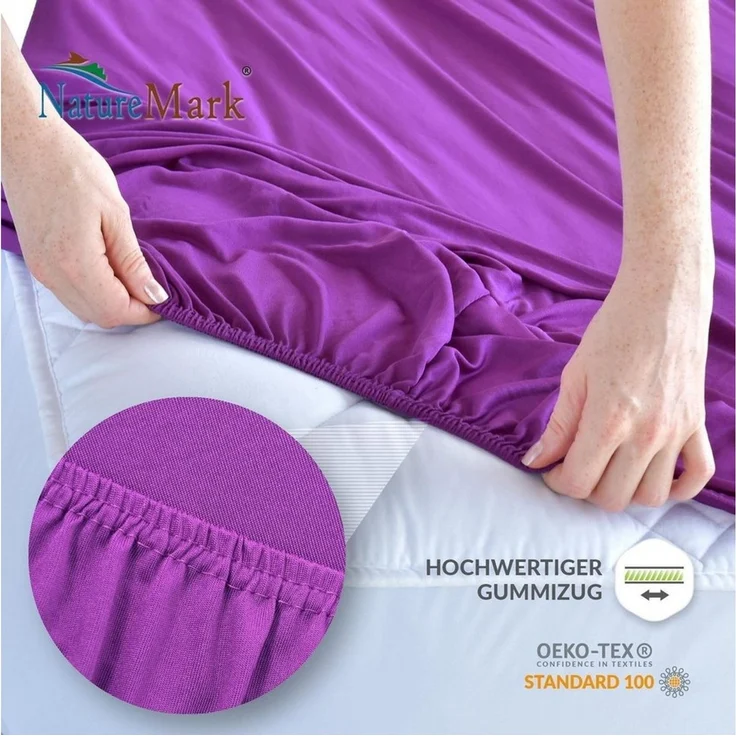 NatureMark - Mikrofaser SPANNBETTLAKEN zum Sparpreis! viele Größen und Farben Markenware (180x200-200x200 cm, lila) – Bild 2