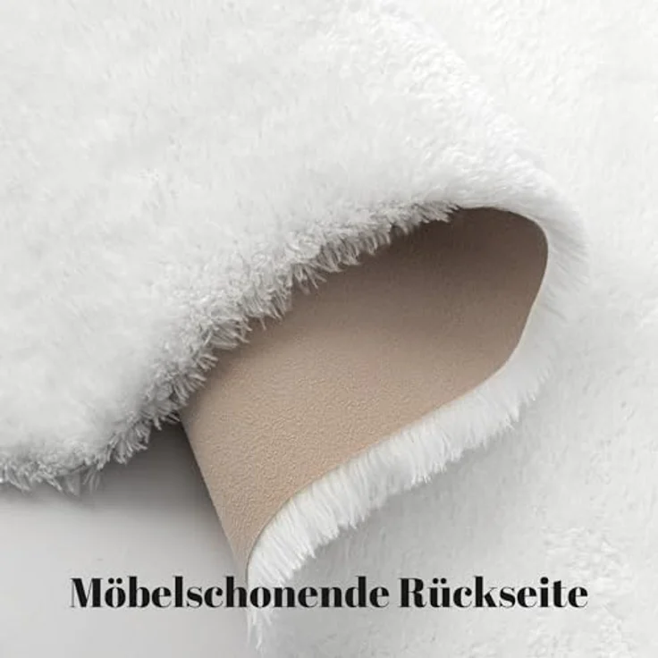 Sonive Kunstfell Teppich Stuhlauflage 90x60 cm Weich, Faux Fell | Waschbare Teppiche Sitzauflage für Kinderzimmer, Wohnzimmer, Schlafzimmer, Esszimmer Weiß – Bild 4